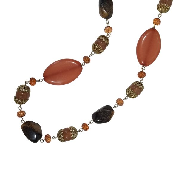 Crystal & Stone Necklaces Ropes or Chokers in Browns, Orange, and Blue - Picture 13 of 16